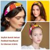 2 Pcs Wide Padded Headband Velvet Headbands Puffy Thick Hairbands Soft Hair bands for Women Girls Hair Accessories for Teen Girls,Butterfly Flower view 2