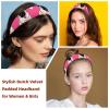 2 Pcs Wide Padded Headband Velvet Headbands Puffy Thick Hairbands Soft Hair bands for Women Girls Hair Accessories for Teen Girls,Pug Dogs view 2