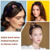 2 Pcs Wide Padded Headband Velvet Headbands Puffy Thick Hairbands Soft Hair bands for Women Girls Hair Accessories for Teen Girls,Flamingos view 2