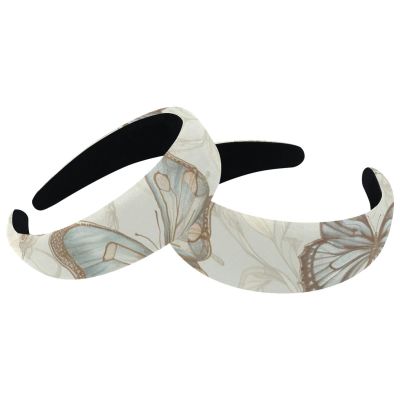 2 Pcs Wide Padded Headband Velvet Headbands Puffy Thick Hairbands Soft Hair bands for Women Girls Hair Accessories for Teen Girls,Butterflies Vintage