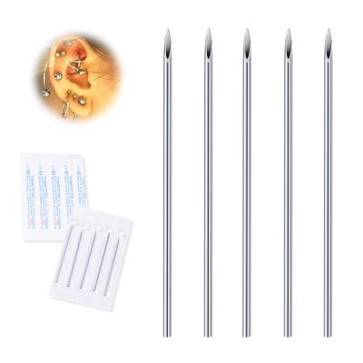 DJCIW 18G Body Piercing Needles, 10pcs Stainless Steel Needles for Ear, Nose, Navel, Nipple, Lip Piercings - Includes Seven Sizes - Trusted by Professional Piercers