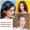 2 Pcs Wide Padded Headband Velvet Headbands Puffy Thick Hairbands Soft Hair bands for Women Girls Hair Accessories for Teen Girls,Whales Tie Dyed view 2