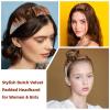 2 Pcs Wide Padded Headband Velvet Headbands Puffy Thick Hairbands Soft Hair bands for Women Girls Hair Accessories for Teen Girls,Highland Cow Sunflower view 2