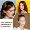 2 Pcs Wide Padded Headband Velvet Headbands Puffy Thick Hairbands Soft Hair bands for Women Girls Hair Accessories for Teen Girls,Fire Dog view 2