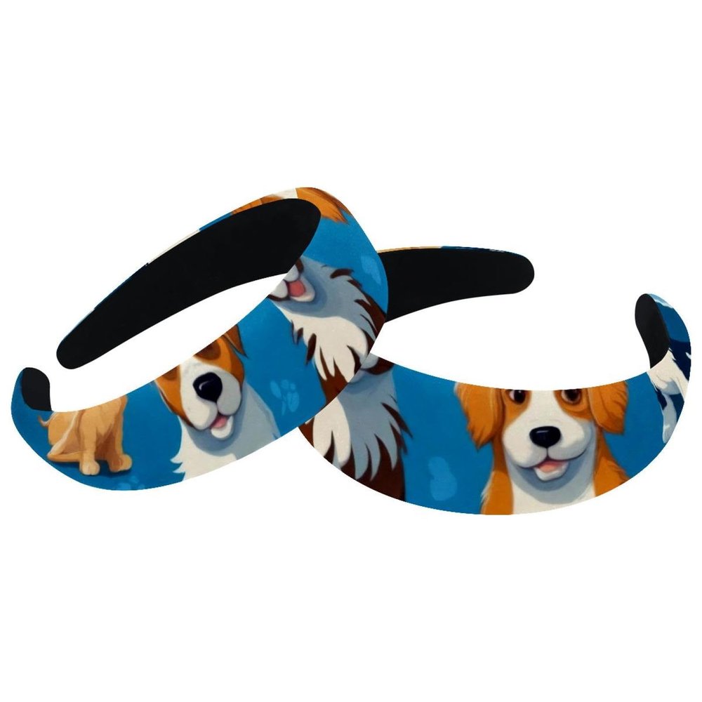 2 Pcs Wide Padded Headband Velvet Headbands Puffy Thick Hairbands Soft Hair bands for Women Girls Hair Accessories for Teen Girls,Dogs Cats Paws