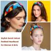 2 Pcs Wide Padded Headband Velvet Headbands Puffy Thick Hairbands Soft Hair bands for Women Girls Hair Accessories for Teen Girls,Butterflies view 2