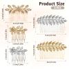 5PCS Leaf Hair Combs for Women Accessories Gold Silver Rhinestone Hair Comb Clips with Teeth Combs for Wedding Metal Decorative French Twist Slide Comb for Bride Bridesmaid Christma Parties Prom Dance view 2