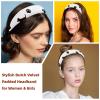 2 Pcs Wide Padded Headband Velvet Headbands Puffy Thick Hairbands Soft Hair bands for Women Girls Hair Accessories for Teen Girls,Dog Paws view 2