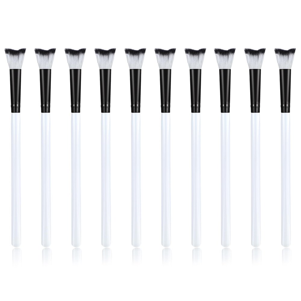 10Pcs Curved Fluffy Lash Cleaning Brush Set, Eyelash Extension Shampoo Cleanser, Professional Makeup Removal Wash Brushes for Home Salon Facial