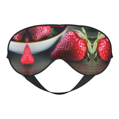 SSIMOO Red Strawberry Sleep Mask-Adjustable,Breathable,Fashionable Eye Mask for A Comfortable Sleep Experience, Black