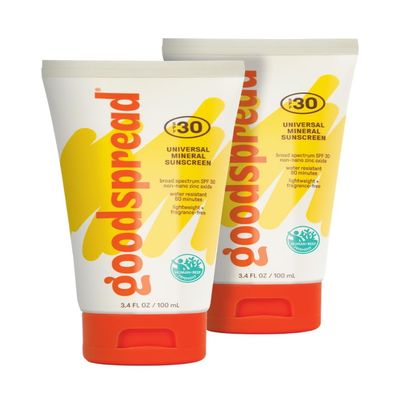 Goodspread Mineral Sunscreen SPF 30 (2-Pack) Reef-Safe, Non-Nano Zinc, Water-Resistant, Hawaii Compliant, Rubs in Clear, Face & Body, Adults & Kids