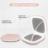 NJ GLAM Led Compact Mirror, 1X /10X Magnification, 3.9" Portable Double Sided Light, Auto ON/Off, USB Charging, 3 Light Setting and Dimmable, Memory Touch Switch (Pink) view 2