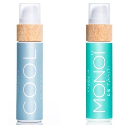 COCOSOLIS Bio Body Oil Bundle  MONOI Tanning Oil and COOL After Sun Oil - Get a Healthy, Longer Lasting Tan and After Sun Recovery