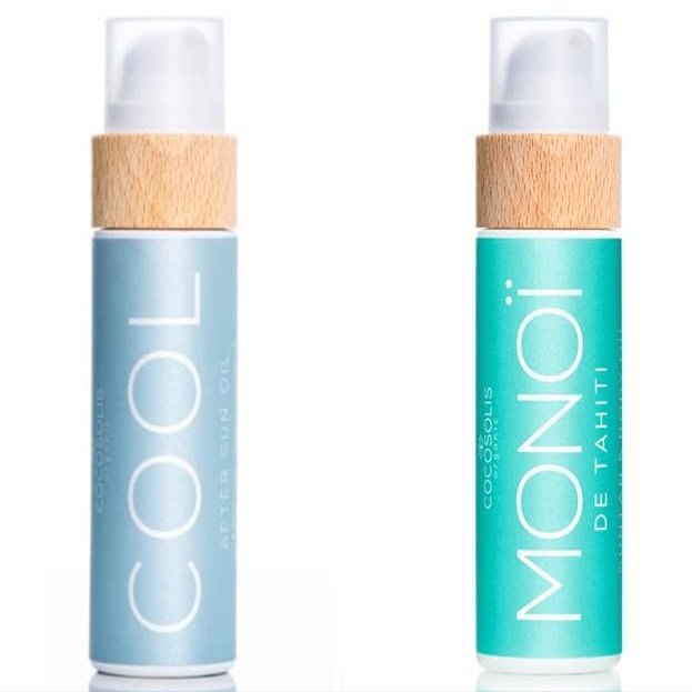 COCOSOLIS Bio Body Oil Bundle  MONOI Tanning Oil and COOL After Sun Oil - Get a Healthy, Longer Lasting Tan and After Sun Recovery