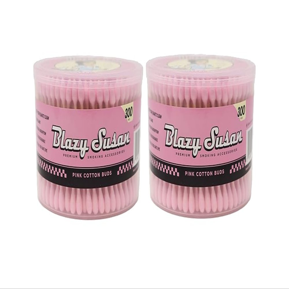 Blazy Pink Cotton Buds | Pack of 2 | Thick Cotton Swabs | No Residue or Aftertaste | 600ct