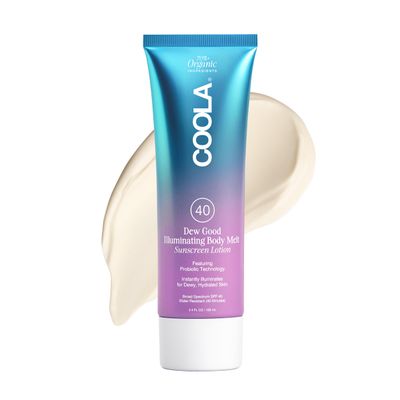 COOLA Organic Dew Good Illuminating Body Melt with SPF 40, Dermatologist Tested Sunscreen that Instantly Illuminates Skin, 3.4 Fl Oz