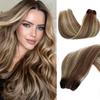 Weft Hair Extensions Human Hair Sew in Ombre Remy Hair Ash Brown with Bleach Blonde Highlights Sew in Hair Extensions Hand Tied Hair Weft Extensions 18 Inch 100G view 1