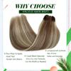 Weft Hair Extensions Human Hair Sew in Ombre Remy Hair Ash Brown with Bleach Blonde Highlights Sew in Hair Extensions Hand Tied Hair Weft Extensions 18 Inch 100G view 2