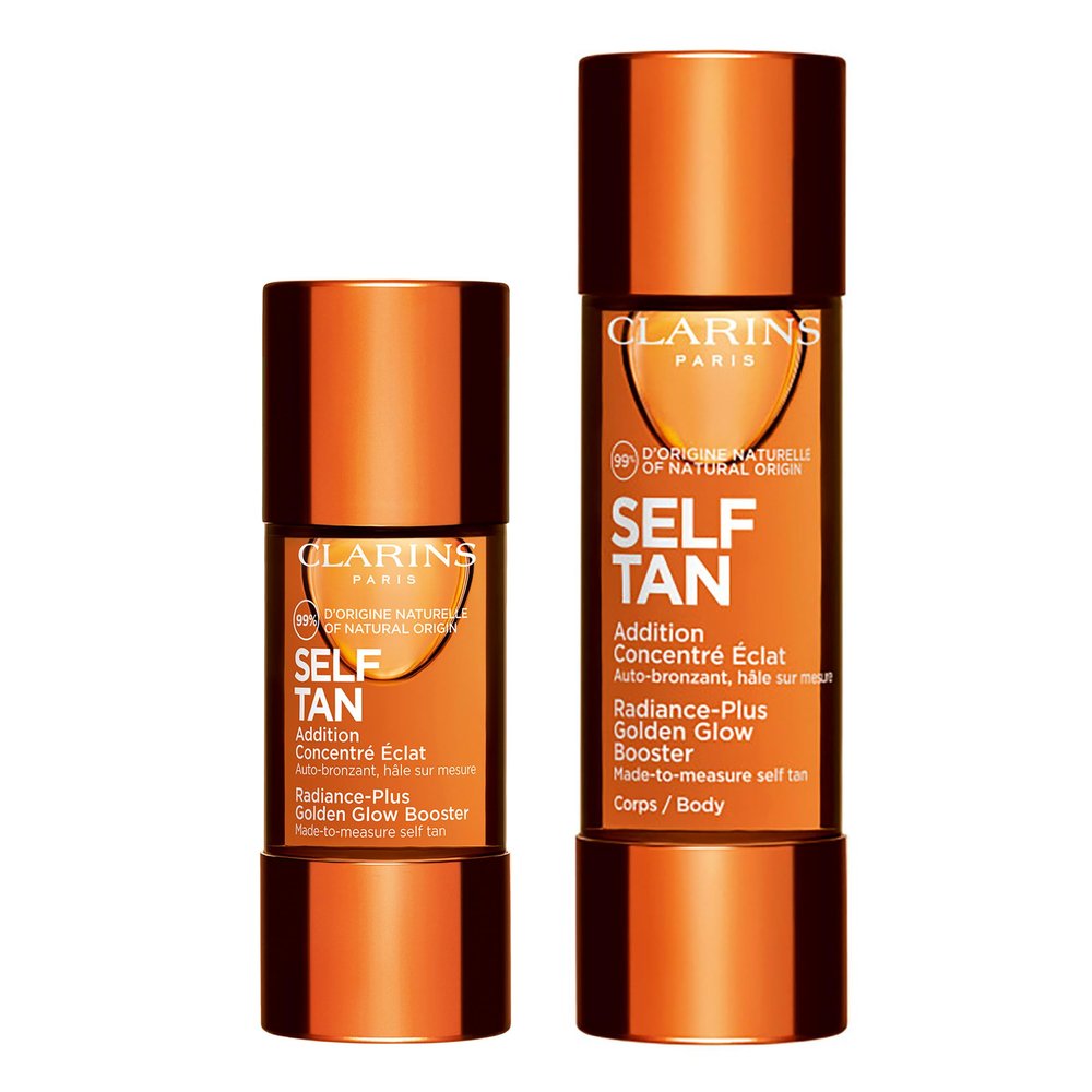 Clarins Self Tanning Face and Body Booster Bundle | Self Tanning Drops to Mix with Moisturizer | Natural, Long Lasting, Streak Free, Buildable Tan | 99% Natural Ingredients | All Skin Types