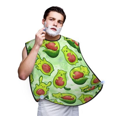 OXJOIIS cute funny green animals avocado Beard Bib Apron Beard Hair Clippings Catcher for Shaving and Trimming Grooming Gifts for Men