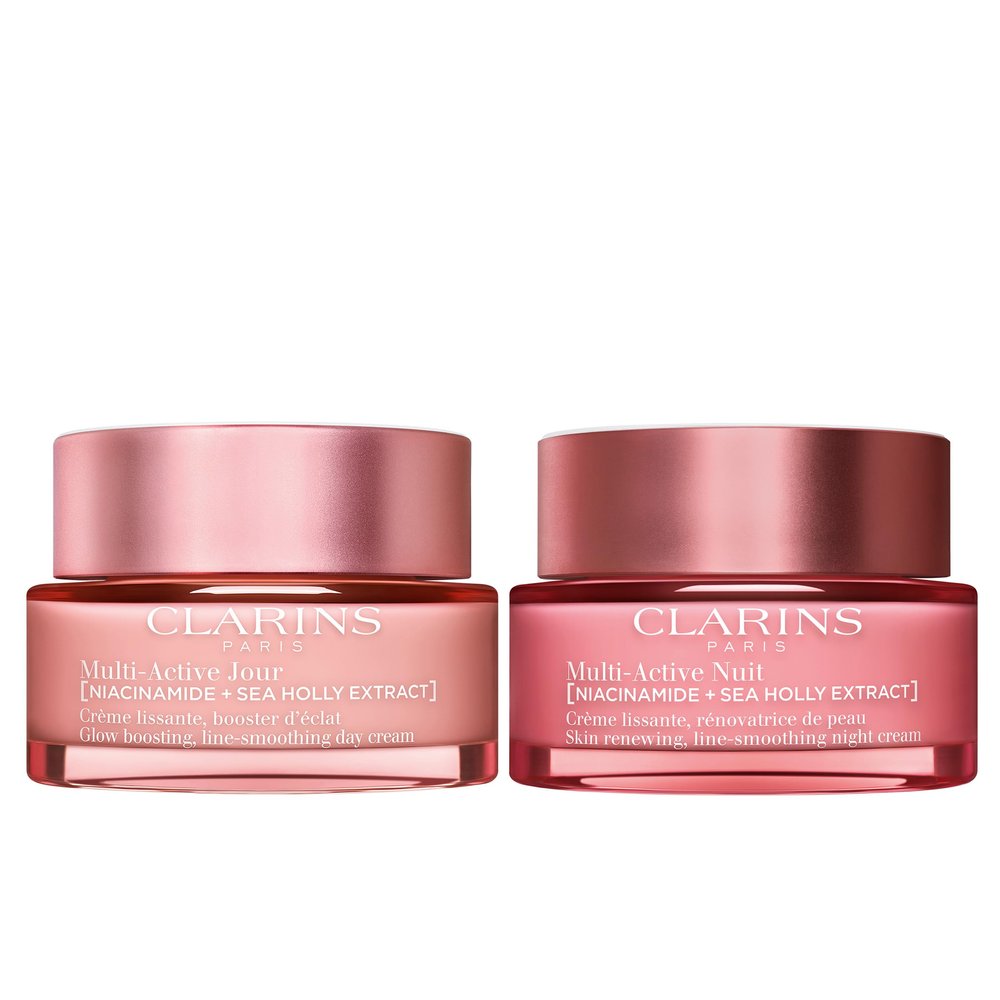 Clarins Multi-Active Day and Night Face Moisturizer with Niacinamide Bundle| Smooth Fine Lines | Visibly Tighten Pores | Even Tone + Texture | Boost Glow | Strengthen Moisture Barrier | All Skin Types
