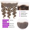 Bundles Body Wave Orange Human Hair Weave 3 Bundles with Closure and Frontal Highlight Blonde Lace Frontal with Bundles Remy Human Hair Hair Weft(13" x 4",12 12 12 12 and10) view 3