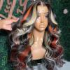 Bundles Body Wave Orange Human Hair Weave 3 Bundles with Closure and Frontal Highlight Blonde Lace Frontal with Bundles Remy Human Hair Hair Weft(13" x 4",12 12 12 12 and10) view 4
