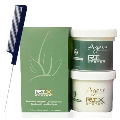 Agav Retex Hair Straightening System and M Hair Designs Detangling Comb (Bundle), White