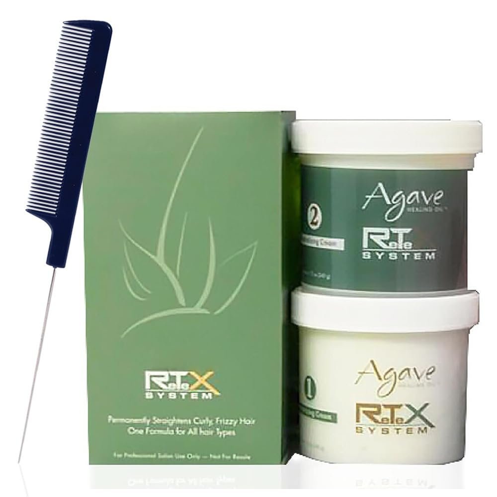 Agav Retex Hair Straightening System and M Hair Designs Detangling Comb (Bundle), White