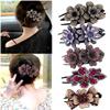 5 Pcs double flower decorative jeweled rhinestone hair clip pretty fancy floral thick crystal hair clips for women beautiful fashion designer asian accessories long chinese korean vintage ornaments view 1