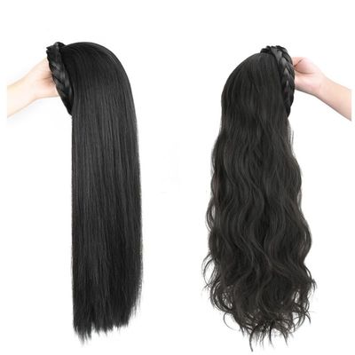 26INCH Half Wig Braids Synthetic Hair for Woman Long Hair for Hair Loss Natural Hairpiece (straight,Light brown)