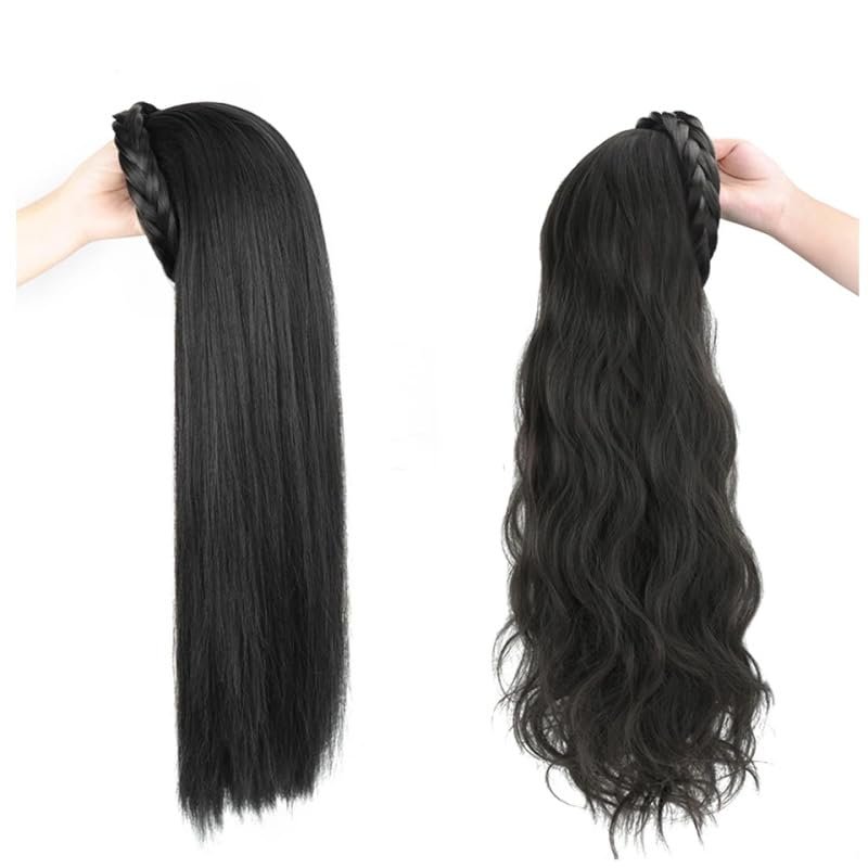 26INCH Half Wig Braids Synthetic Hair for Woman Long Hair for Hair Loss Natural Hairpiece (straight,Light brown)