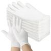 5 Pairs White Cotton Gloves - Breathable Cotton Gloves for Dry Hands Sleeping, Inspection, Coin Handling, Reusable Soft Cloth Glove for Eczema, Spa, Moisturizing Hands, High Elasticity, Women and Men view 1