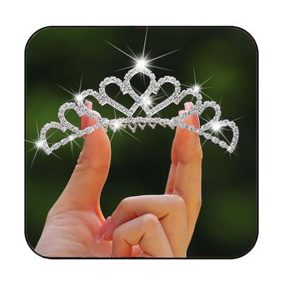 Yean Mini Tiara Comb Silver Small Tiara Rhinestone Crown Hair Comb for Girls