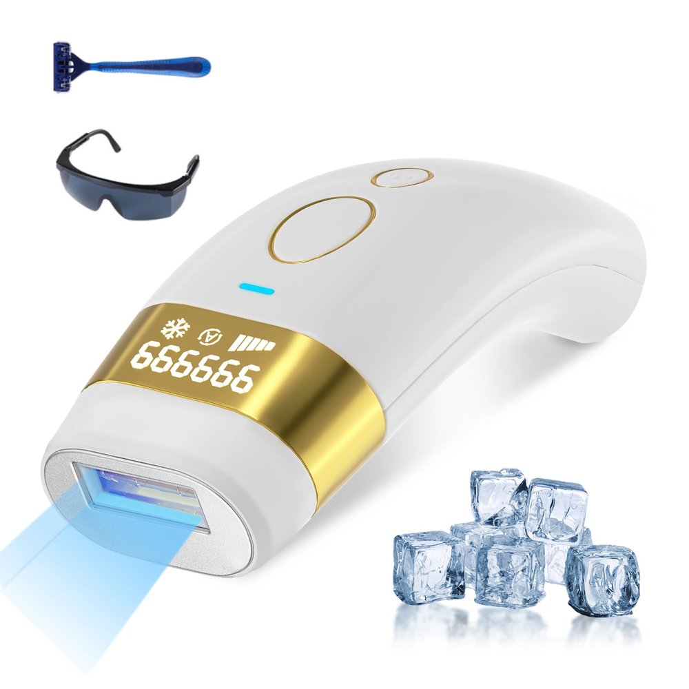 Laser Hair Removal with Ice Cooling for Women and Men 999,999 Flashes IPL Hair Remover Device 5 Adjustable Levels for Legs Underarm Arm Face Body, Corded