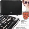 3 Swords Germany - brand quality 11 piece manicure pedicure grooming kit set for professional finger & toe nail care scissors clipper black genuine leather case in gift box, Made in Germany view 4