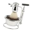 Deluxe Men's Shaving Set Stand Brush Holder Weighted Base Razor Bowl Cup Grooming Kit - Clear Organizer for Shower Bath, Unique Gifts for Cutting Beard Moustache Travel Machine view 2