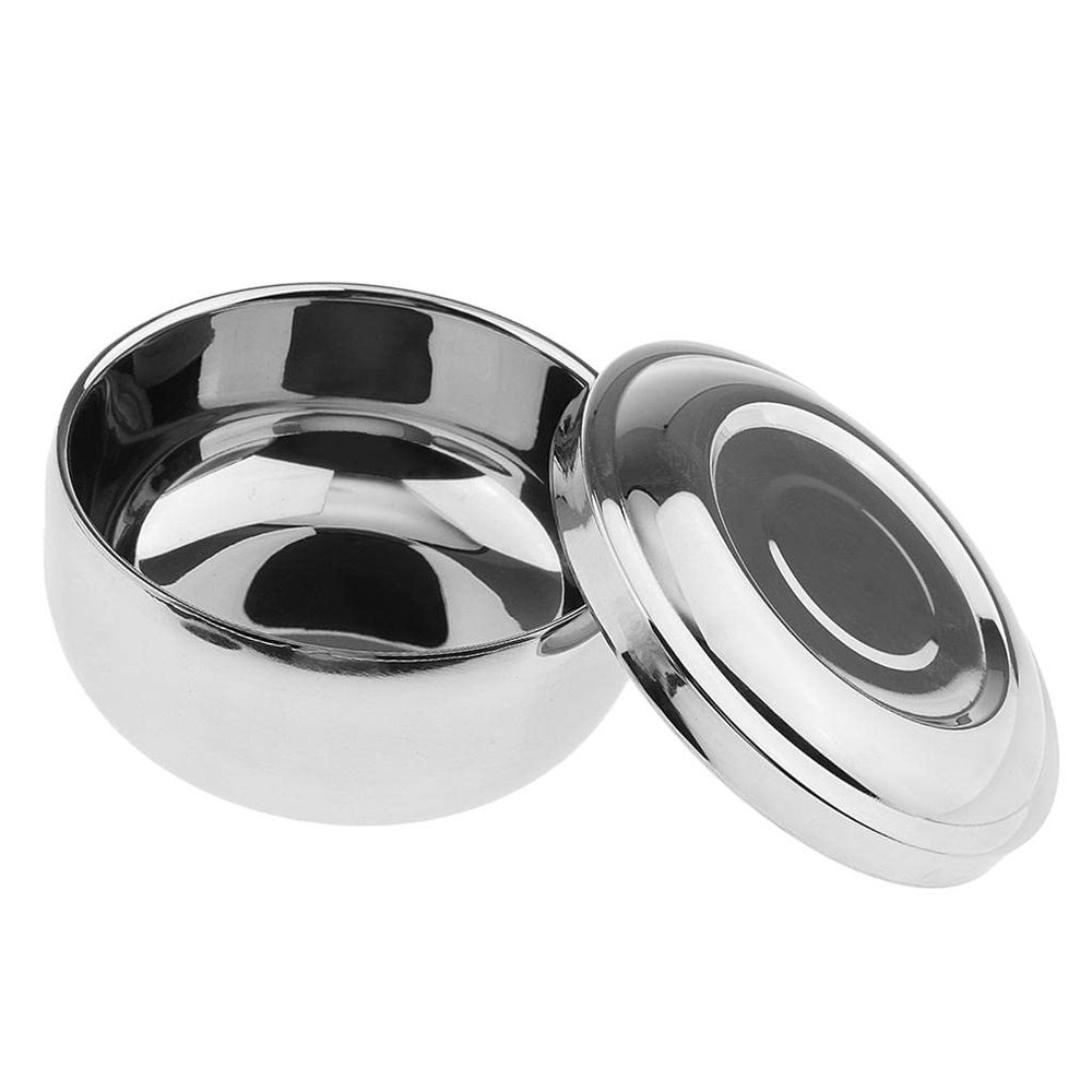 Premium Stainless Steel Shaving Cup with Mirror Lid - Professional Barber Tool for Men - Create Creamy Lather - for Shaving Soap and Brush - 4.4x4.4x2.8 inch