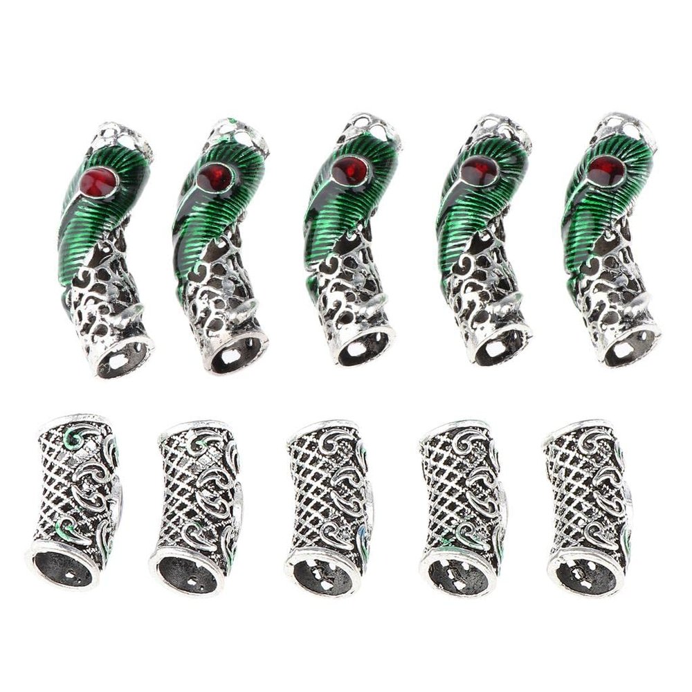 10Pcs Dreadlocks Beads Metal Cuffs Hair Jewelry for Hipster Men, que Style Hair Decoration Gift Set - Premium Quality, Unisex, DIY Crafts