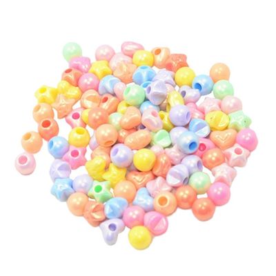 100 Pieces Mixed End Beads Resin Ornaments - DIY Hair Jewelry Findings for Hair Bands, Ponytail Holders, Elastic Bands - Love Heart, Pentagram, Round Shapes - Gift for Girls