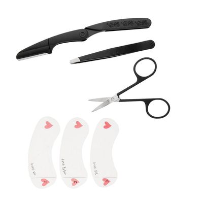 6 in 1 Eyebrow Shaping Trimming Kit - Expert Brow Sculpting Tool with Curved Scissor, Tweezer, and Stencils for Precision Grooming - For Flawless Eyebrows at Home or On the Go