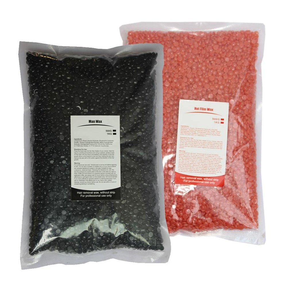 1KG Bikini Depilatory Hard Wax Beans for Painless Hair Removal - No Strips Needed, Excellent Grip, Great for Intimate Areas - Home and Salon Use - Sensitive Skin Care