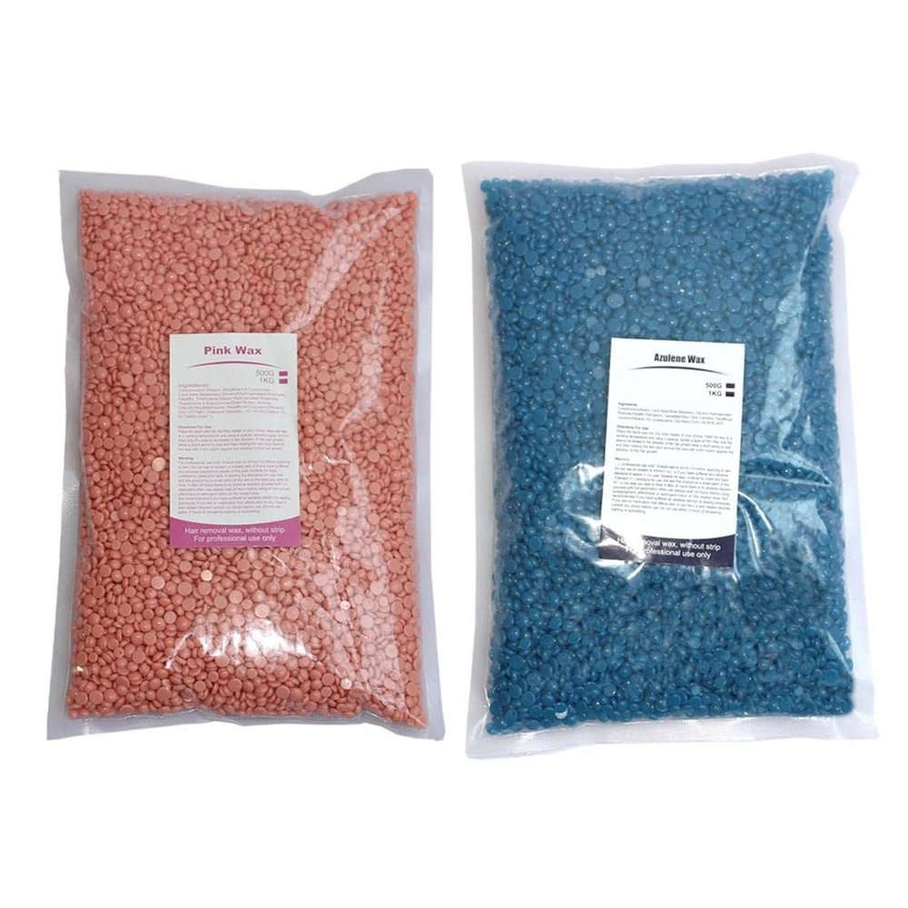 2 Bags Hard Wax Beans Hair Removal Depilatory Bikini Legs | Painless Full Body Waxing Kit for Smooth Sensitive Skin | Home Eyebrow Chin Chest Hairless | Women Men Beauty Care