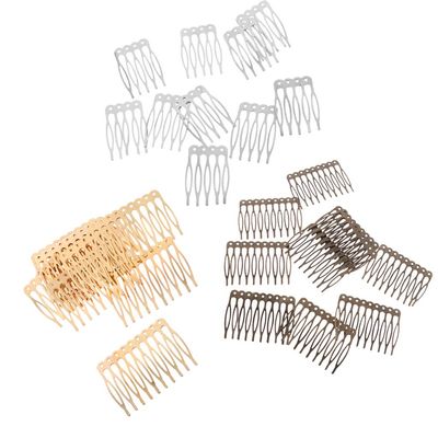30pcs 5/10 Teeth Metal Blank Alloy Hair Comb Clip Set, Vintage Claw DIY Hair Accessories for Wedding Bridal, Gold Silver Bronze, Findings Included, que Design (30 Pieces)