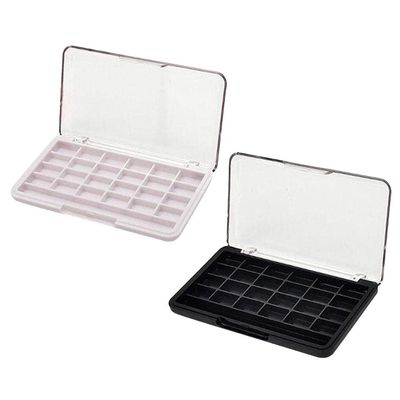 DIY Your Own Makeup with 2x Empty Eyeshadow Palette Pallet Box Set - Convenient Clear Lid, ABS Case - Travel Size - Black/White - Lipstick and Blush Holder Organizer - Makeup