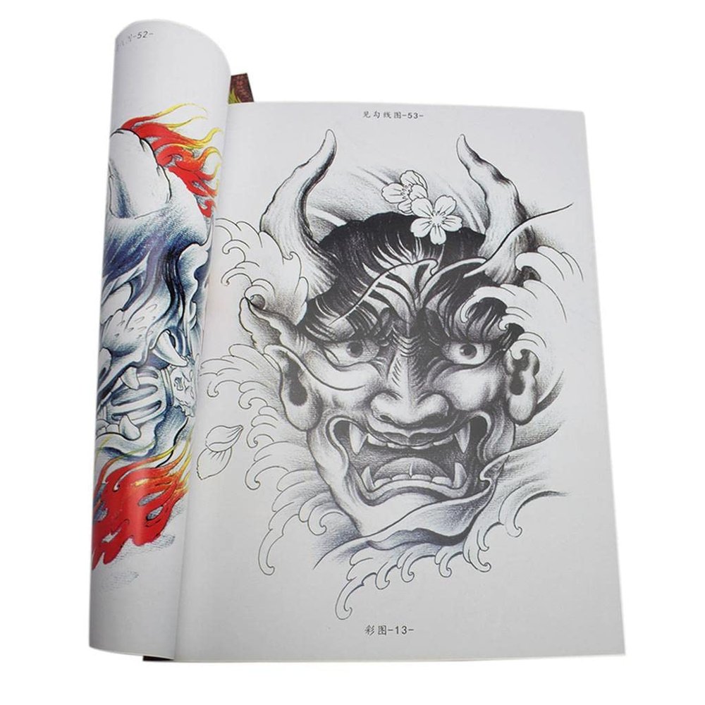 80-Page Tattoo Flash Book Dragon Phoenix Body Art Design Coloring Book Asian Traditional Manuscripts Visual Guide Pages 8.3x11.2 inch