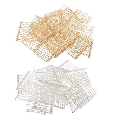 40Pcs Silver Gold Blank Metal Hair Combs Wedding Hair Accessories Set DIY Craft Supplies