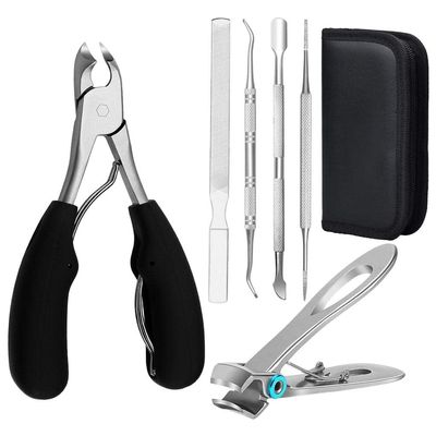 Professional Stainless Steel Ingrown Toenail Clippers Kit, Thick Toenail Clippers Set for Seniors & Family Podiatrist, Pedicure Tools with Nail File, Toe Nail Lifter, and Cuticle