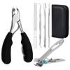 Professional Stainless Steel Ingrown Toenail Clippers Kit, Thick Toenail Clippers Set for Seniors & Family Podiatrist, Pedicure Tools with Nail File, Toe Nail Lifter, and Cuticle view 1