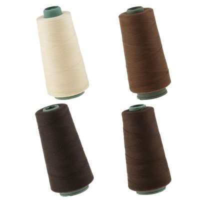 4Pcs Hair Weaving Sewing Thread Set - High Tenacity Strong Weft for Wig Extensions - Weight Cotton Thread in Beige, Brown - for Hair Decor and Extensions - Hair Weave Weft 11x5cm